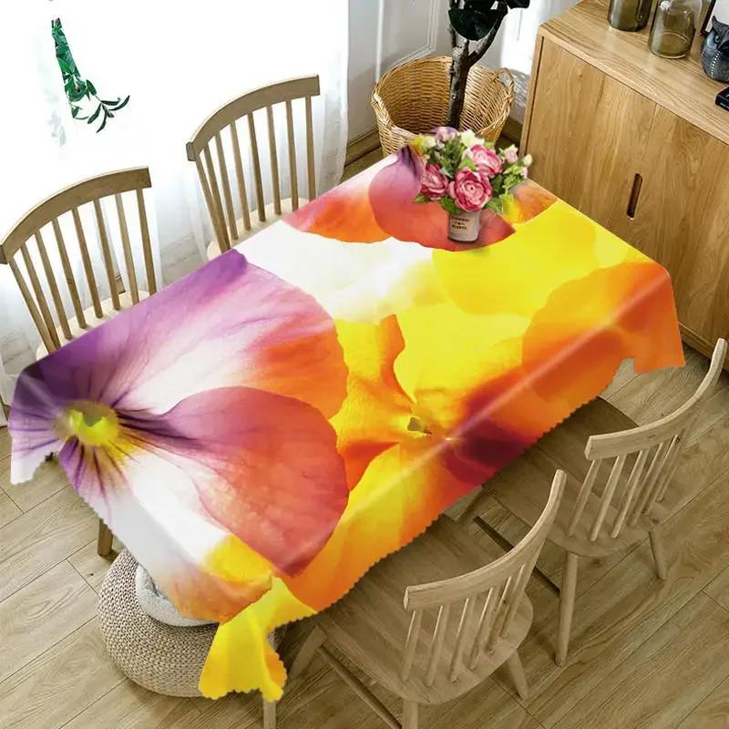 Flower Pattern Tablecloth Room Dining Table Coffee Table Party Wedding Decoration Washable Antifouling Tablecloth Picnic Mat