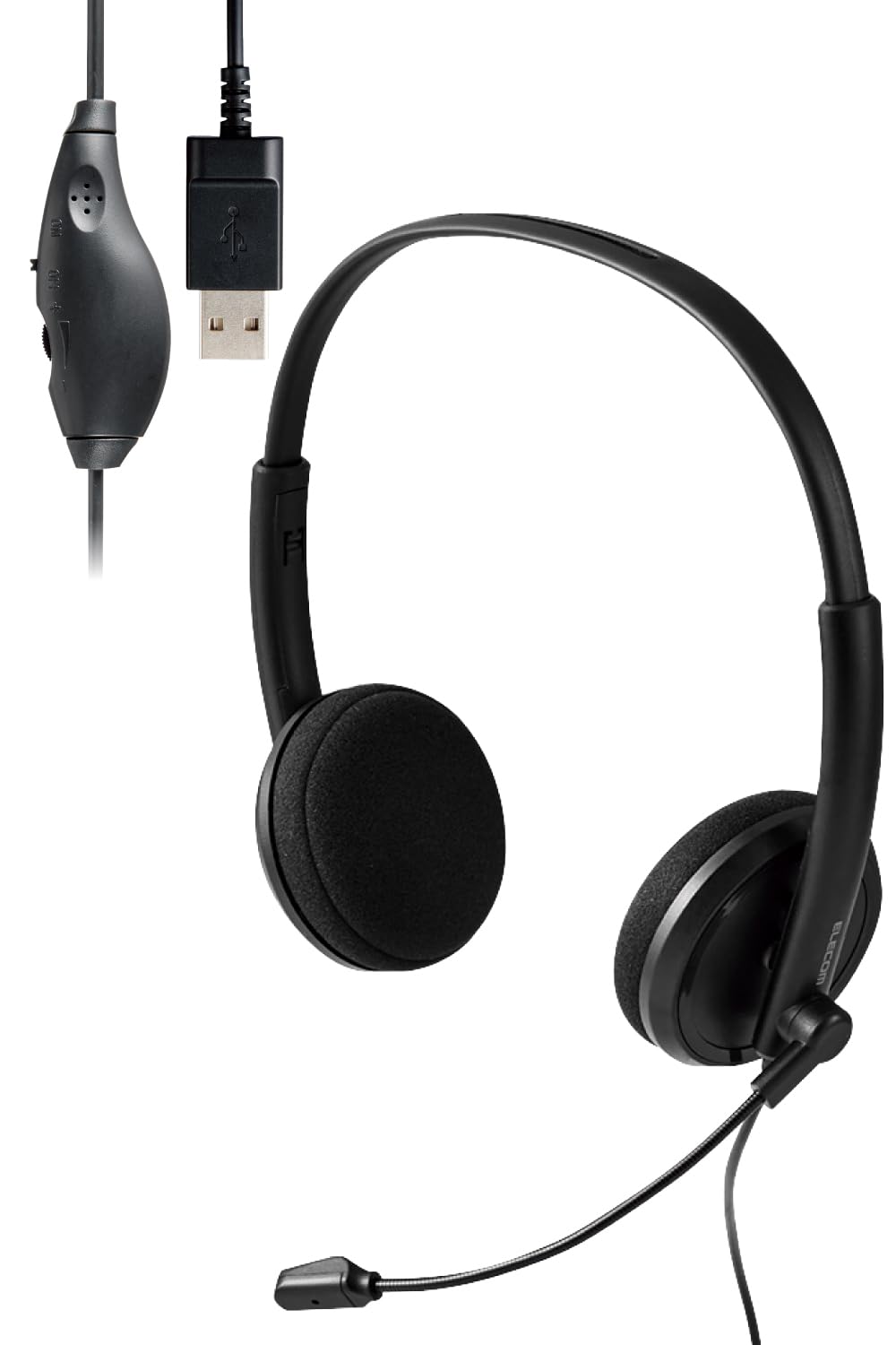 

Elecom Гарнитура USB с шумоподавлением, однонаправленная, легкая, проводная, с микрофоном, для длительных веб-конференций, удаленной работы, с PlayStation чёрный