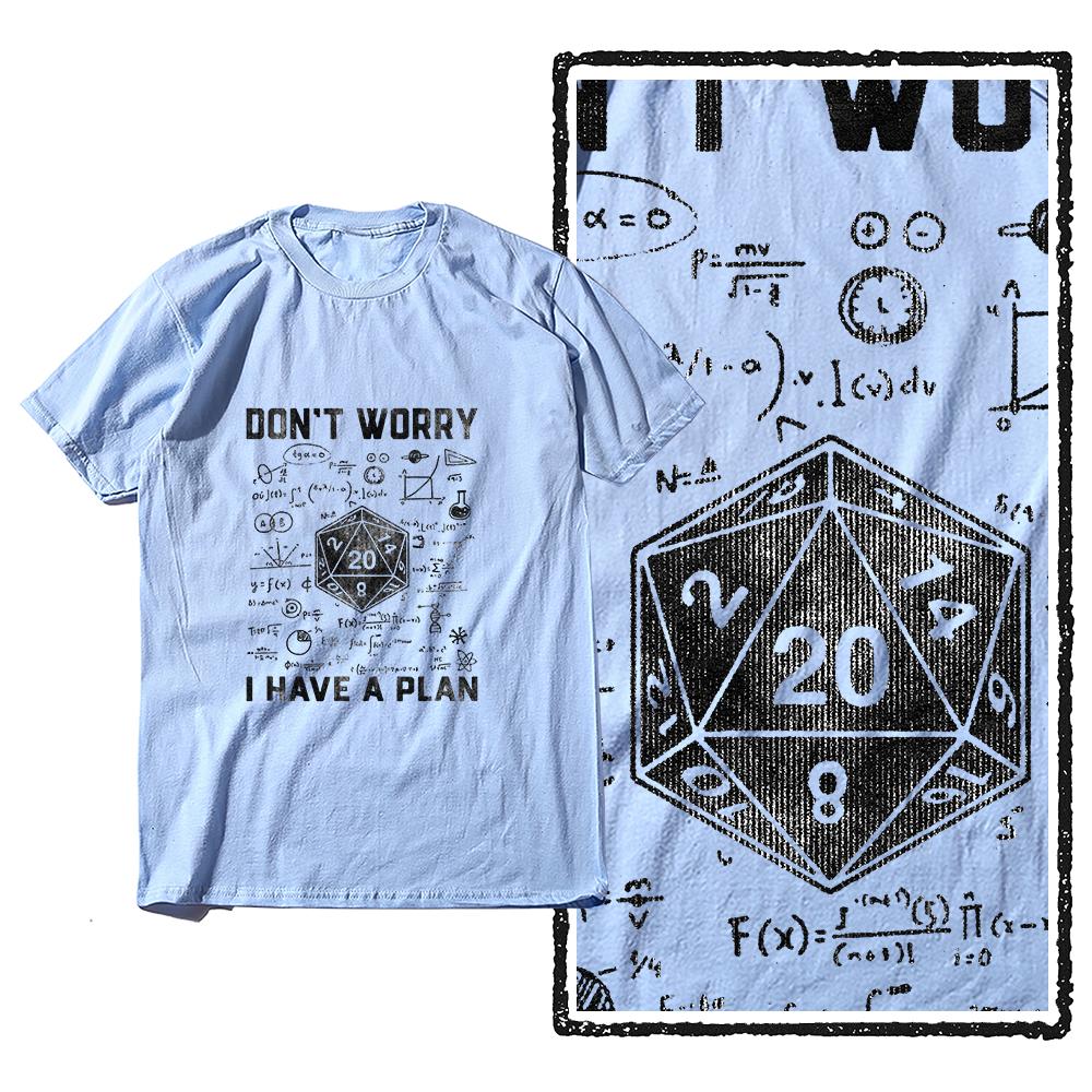 Neuartiges Dungeon Dragon T-Shirt mit grafischer Streetwear, kurzärmelig, „I Have A Plan“, D20, Würfel, Rollenspiel, DnD-T-Shirt für Männer