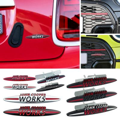 3D Chrome Metal Car Sticker John Cooper Works Emblem Decals For Mini JCW R50 R52 R53 R55 F56 F55 F60 Fender Front Grille Logo