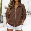 Felpa con zip, spalle scese e maniche lunghe da donna per uso casual