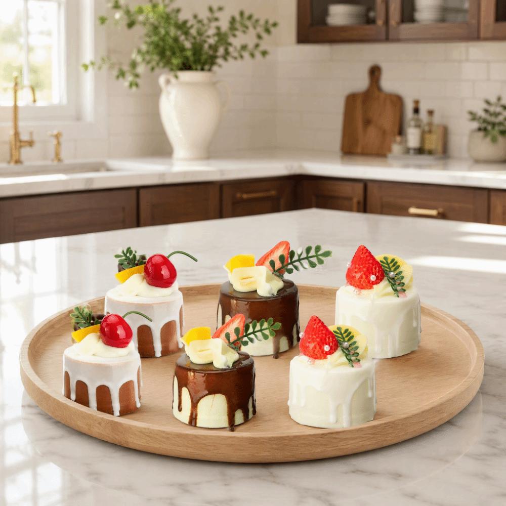 6 Pcs Plastic Artificial Cake Model 2.56x2.17in Fake Cake Model Faux Food Model Bakery Display