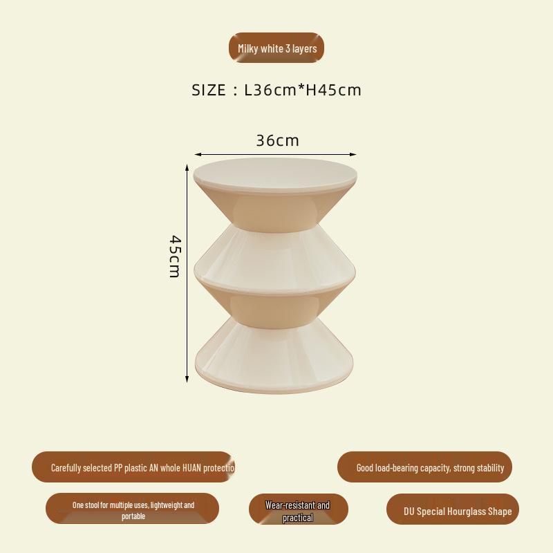 Nordic Hourglass Living Room Bench - Creative Plastic Bedside Stool for Small Apartments, Simple Shoe Changing Seat, Entrance or Household Use.