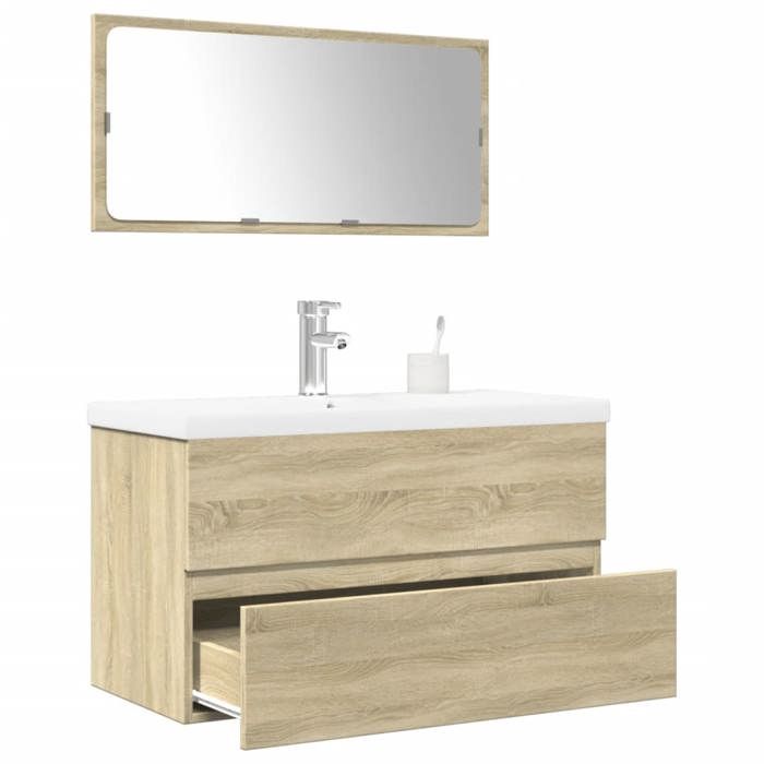 VidaXL Ensemble De Meubles De Salle De Bain 3 Pcs Chêne Sonoma, Armoire De Salle De Bain, Meuble De Salle De Bain, Meuble De 3325037