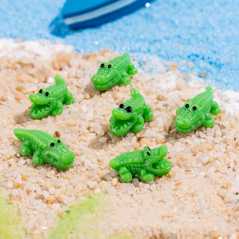 10/50Pcs Mini Crocodile Resin Figurine Cute Animal Micro Landscape Ornament Diy Craft Accessory For Desktop Bonsai Decoration