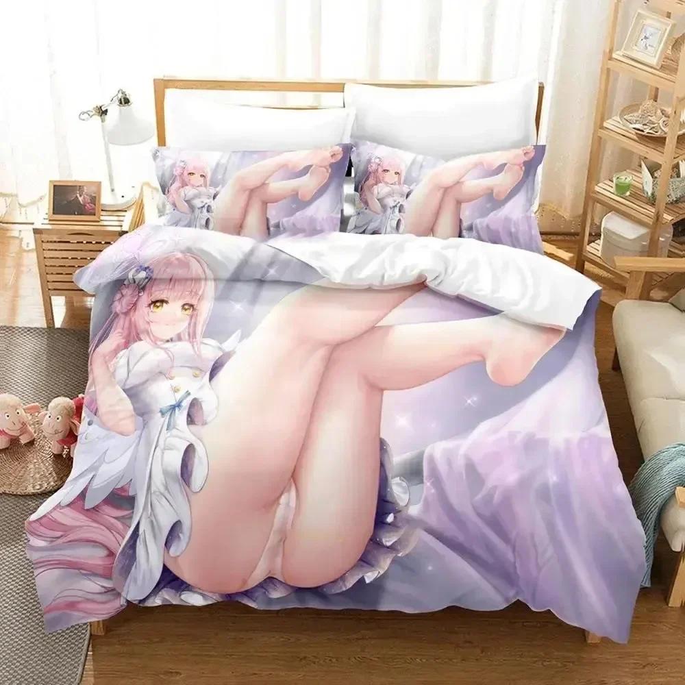 Anime Misono Mika Blue Archive Bedding Set Printed Bed Set With Pillowcase Bed Duvet Cover Soft Queen King Size Bedclothes Home