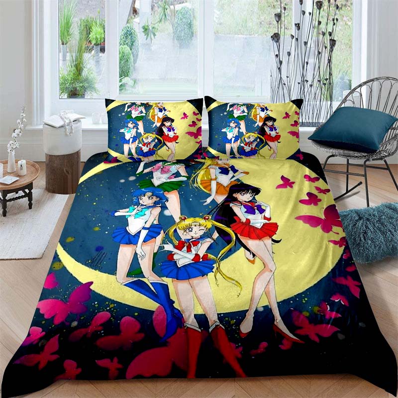 Anime/cartoon Style Tsukino Usagi Three-piece Luxury Bedding Set, Including Large and King Sizes, Perfect As A Holiday Gift.01
