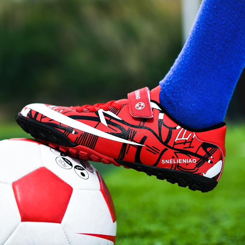 Ungdom Halkfri Slitstark Andningsbar Kort Nubb Kardborre Fotbollsskor Trend Mode Utomhus Fritid Sportskor