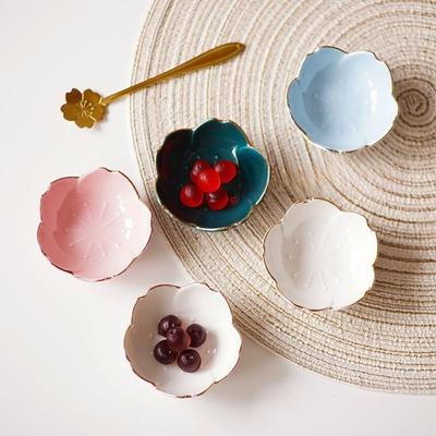 Japanese-style Ceramic Retro Gold-painted Cherry Blossom Taste Plate Soy Sauce Taste Plate Vinegar Taste Plate Household Dipping
