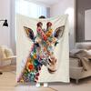 Whimsical Floral Giraffe Blanket Throw Bohemian Boho Jungle Art Animal Print Large Bed Cover Gift Decor