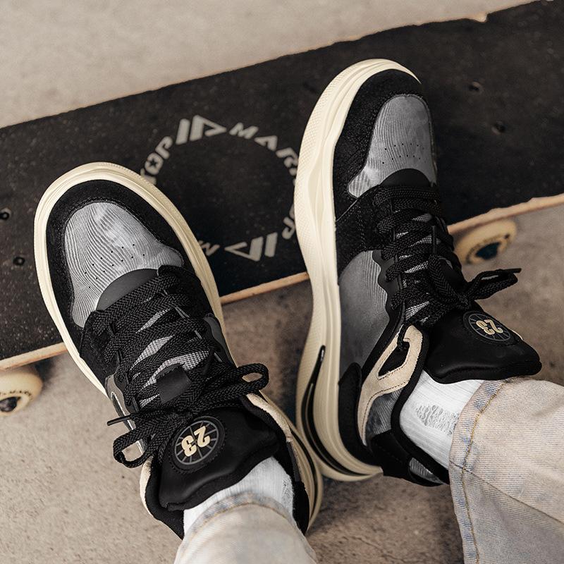 Trends are not outdated, sports and leisure shoes are often worn in all seasons, autumn student design leather basketball shoes board shoes men