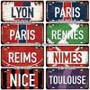 [SQ-DGLZ] Vintage France City Metal Sign Tin Sign Licenses Plate Decor Plaque Metal Vintage Bar Pub Club Home Wall Decoration