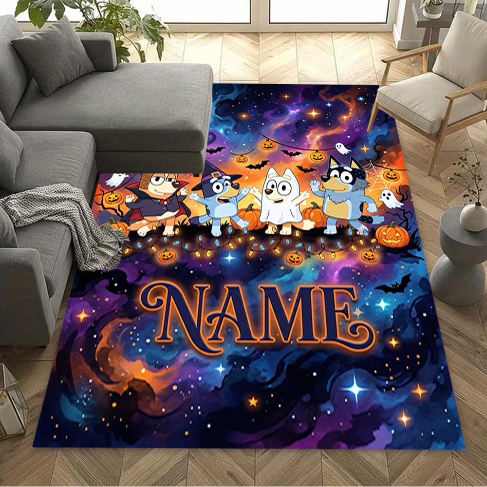Halloween Night Adventure Personalized Text Area Rug Perfect for Entryway Bedrooms Foyer Hallway Anti-slip Rug Office Home Decor