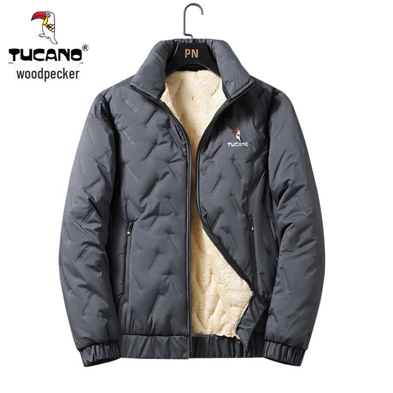 Woodpecker Men's Thickened Lamb Wool Suit: Autumn/Winter Plus Velvet Warm Jacket & Casual Long Pants