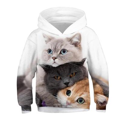 2025 Fashion Cat Hoodies Teen Girls Boys 3D Printed Hooded Sweatshirt Children Hoodie Loose Pullover Autumn Kids Clothes Streetwear