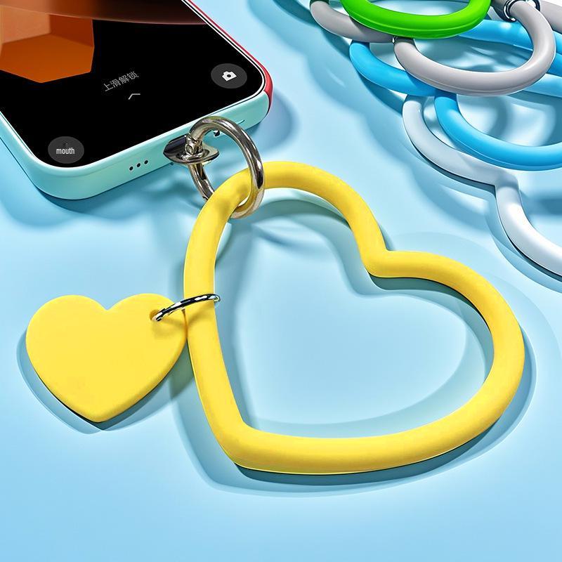 Heart-Shaped Silicone Bracelet Keychain Phone Strap