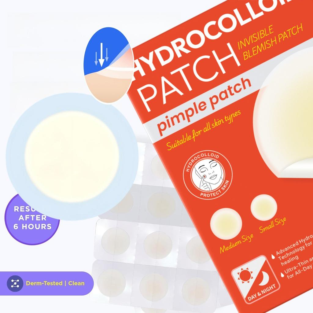 AUSLKA Beauty Ultra-thin Breathable Hydrocolloid Facial Microneedle Pimple Patches Fragrance 12 Patches + 10 Cleansing Cotton