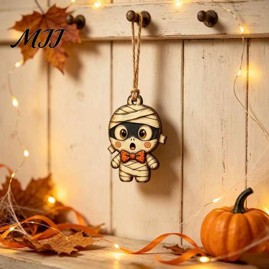 Themed Props for Shop Windows Halloween Wooden Hanging Decor, Vintage Ghost Pumpkin Pendant Decorations, Cartoon Durable Indoor Accessories Style Wall
