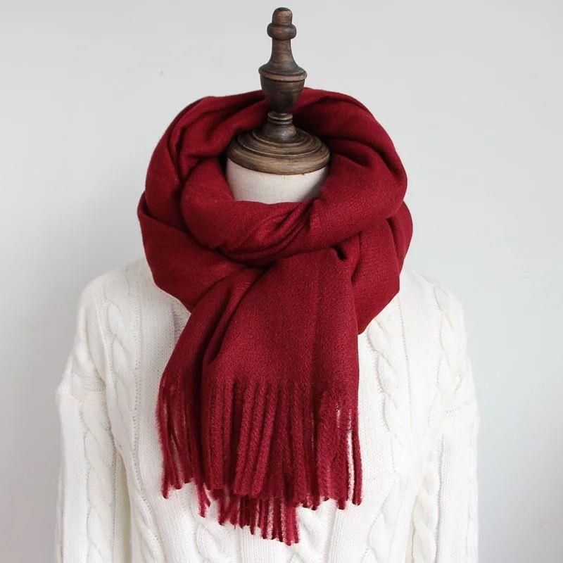 Women's Faux Cashmere Warm Scarf - Autumn/Winter Solid Color Korean Style Shawl