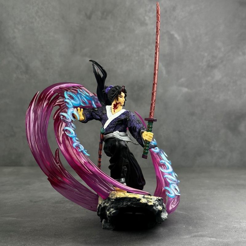 Kimetsu No Yaiba Fierce Battle with Black Death Mou Battle Tsukuni Enichi Luminous Version GK Statue Model Ornament Figure Wholesale