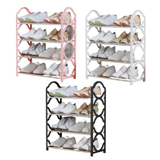 Entryway Shoe Rack 4 Tiers Large Bearing Capacity Great Load Detachable Thickened Steel Pipe