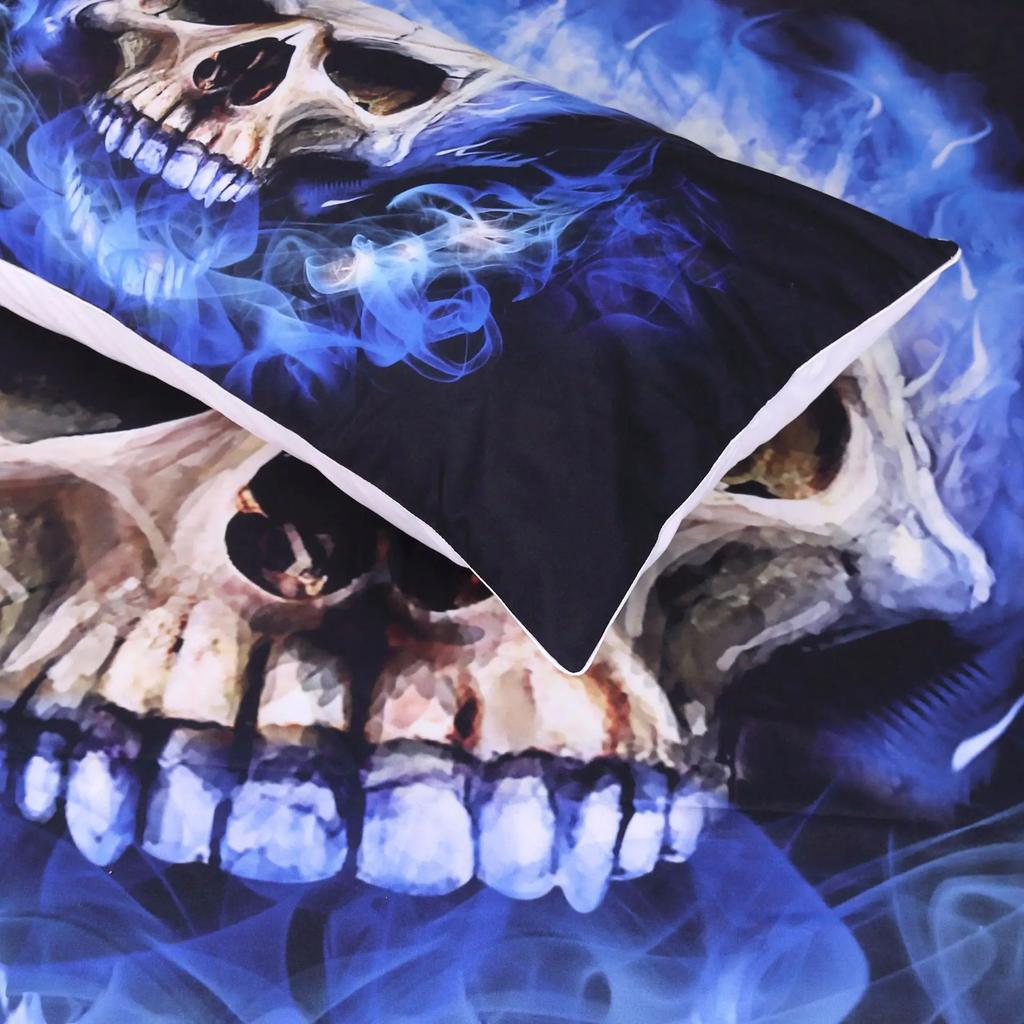 Blue Fire Skull Duvet Cover Pillowcase Set Bed Linens Home Textile For Double Size Bedclothes Bedding Quilt Cover Sets Halloween