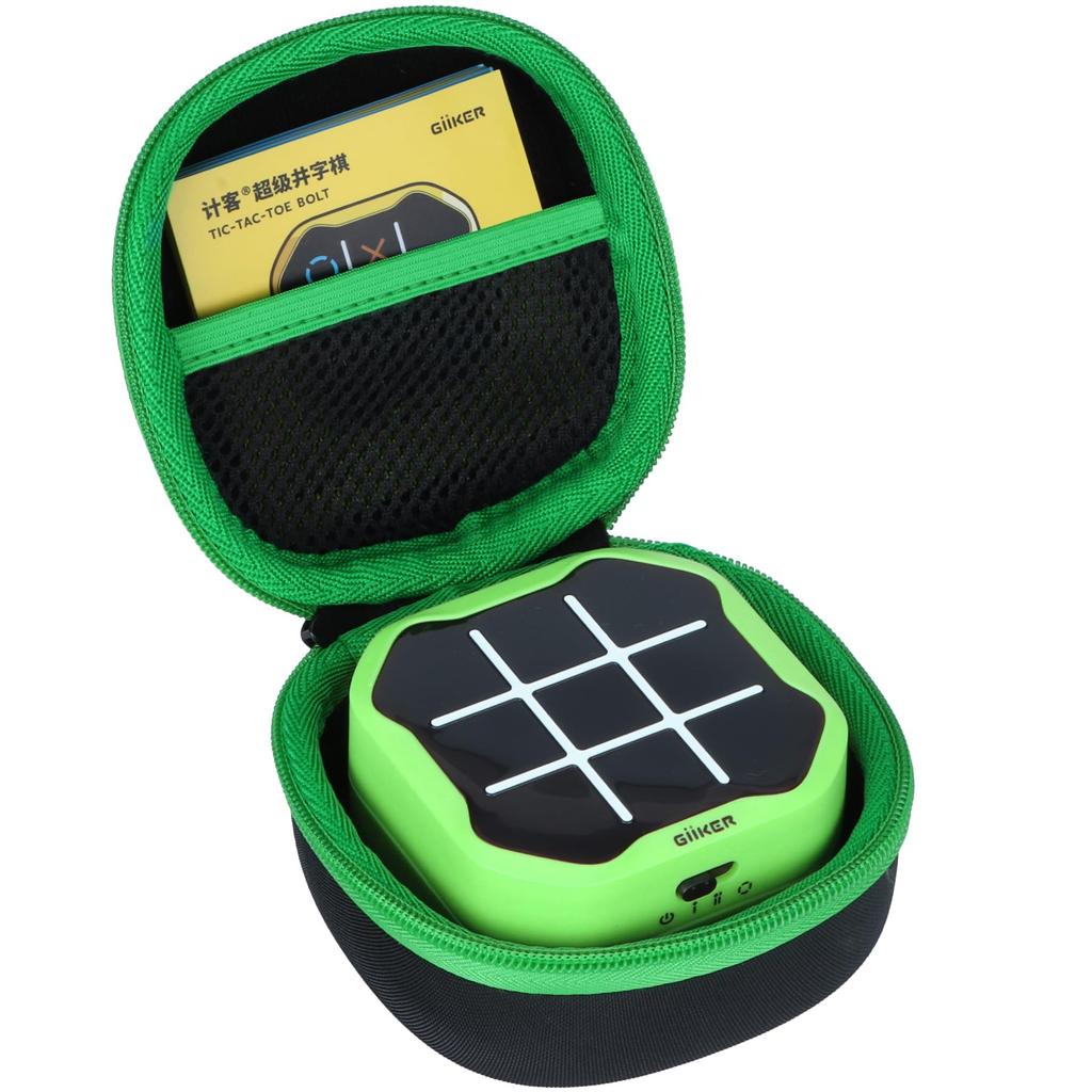 Tic Tac Toe Board Game 3 In 4 Tic Tac Toe Mechanical Handheld Puzzle Game Console Storage Case Black Green Lebakort (Case Only) + -