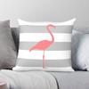 Tropical Pink Flamingo Gray Stripes Square Pillowcase Polyester Linen Velvet Creative Pillow Case Sofa Seater Cushion Case 18"