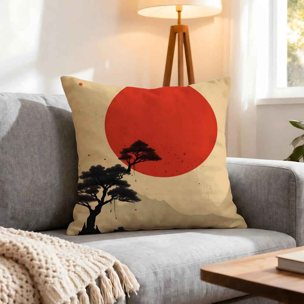 Chinese Ink Painting Style Cushion Cover 1Pcs Decorative Covers Soft Cushion Case For Sofa Couch Decor 40X40 45X45 Pillowcases