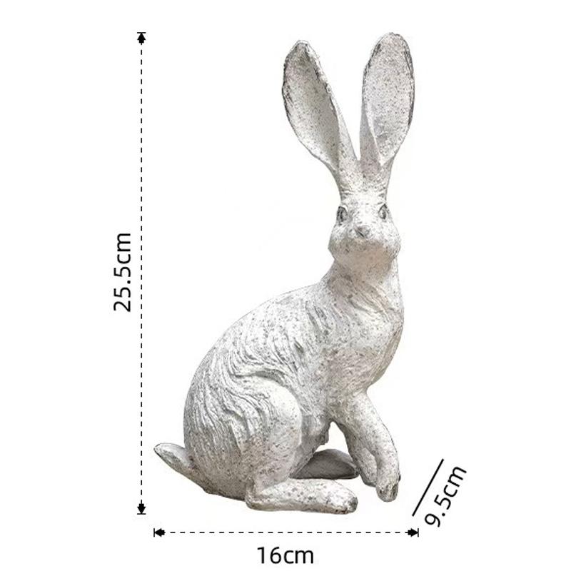 Cute Grey Sitting Hare Rabbit Resin Ornament Distressed Home Decor Living Room Arrangement Decorative Handicrafts
