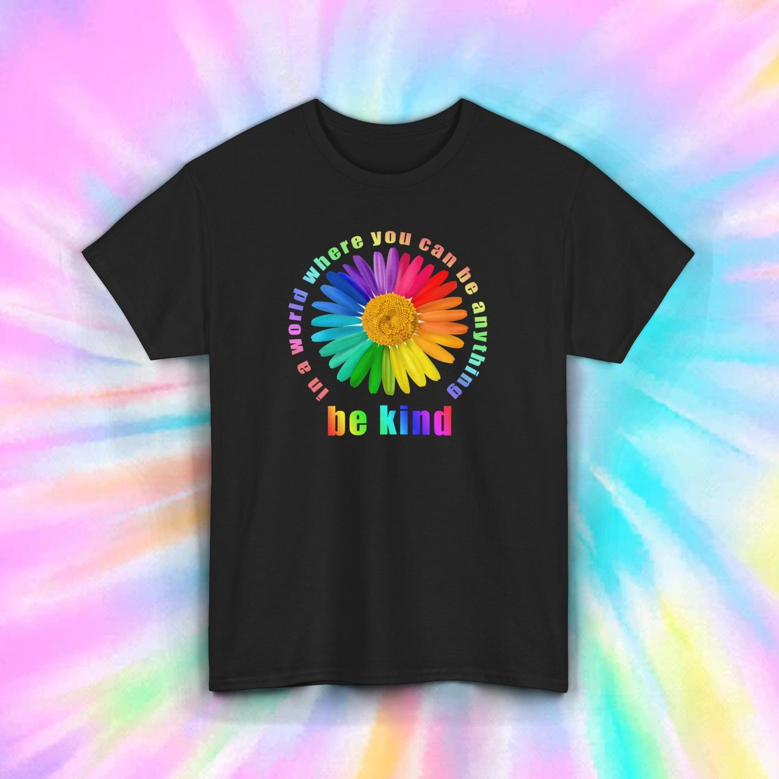 Be Kind Rainbow Flower T-Shirt Inspirational Positivity Graphic Tee S-5XL XXXXL