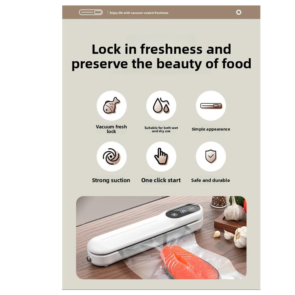 Household Mini Automatic Continuous Vacuum Sealer All‑in‑one Kitchen Food Sealing Machine