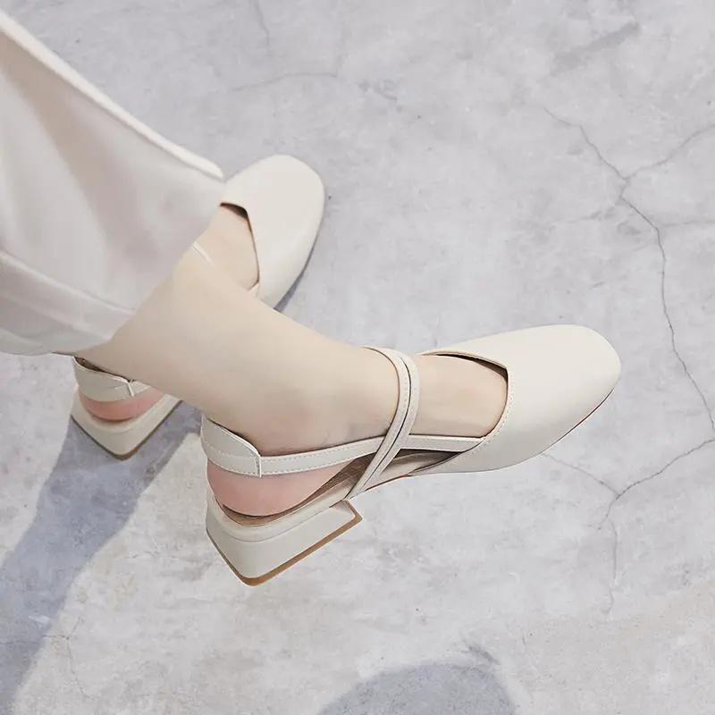 Scarpe da donna classiche con punta tonda e intagliate, tacco quadrato, da lady, casual, primavera/estate, antiscivolo, per ufficio e carriera ab282