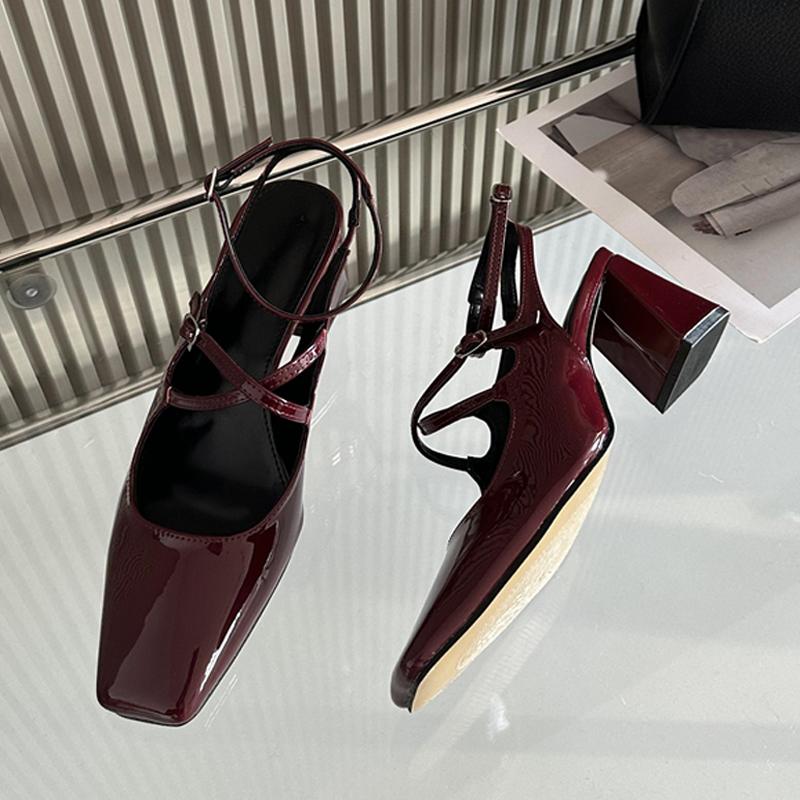 Pesstwei New Fashion Leopard Print Narrow Band Buckle Strap Women Pumps  Elegant Square Toe High Heels Wedding Party Shoes