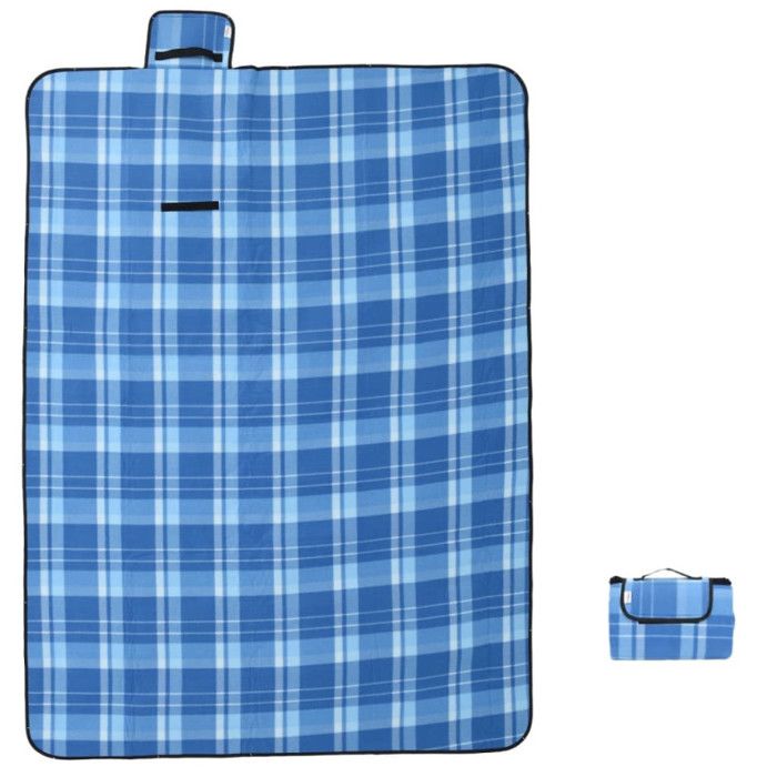 Foldable Blue Plaid Picnic Blanket 200x150 Cm