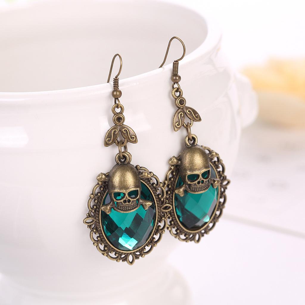 European and American Halloween Dark Wind Ghost Demon Retro Skeleton Ghost Women s Earrings 1CM*3CM