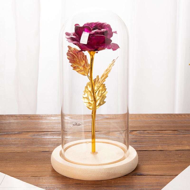 Romantive Eternal Rose LED Light Rose In Glass Dome For Valentine's Day Mother's Or Christmas Day Gift