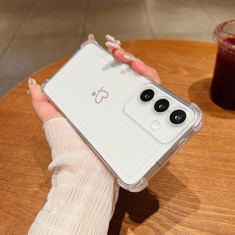 Love Heart Pattern Clear Shockproof Cover For Samsung S25 Edge S24 FE S23 Ultra S22 A56 A36 A16 A55 A35 Soft Silicone Slim Phone Case Shell