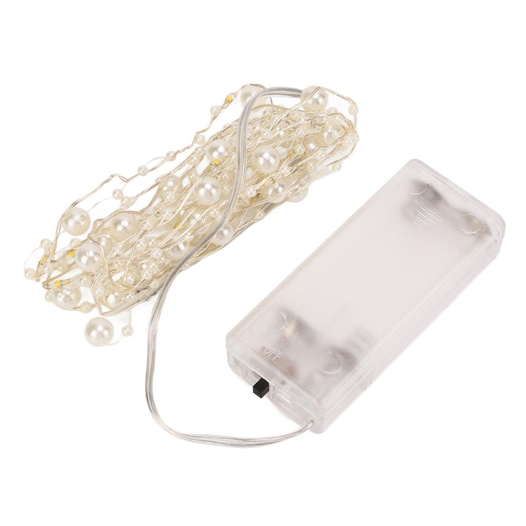 4pcs Beads String Lights White Pearls DIY Attractive Decorative Plastic Metal Low Voltage LED String Lights