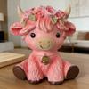 Pink Highland Cow Figurine Resin Highland Cow Statue Small Cute Cattle Sculpture for Garden Table Shelf Kitchen Home Decor