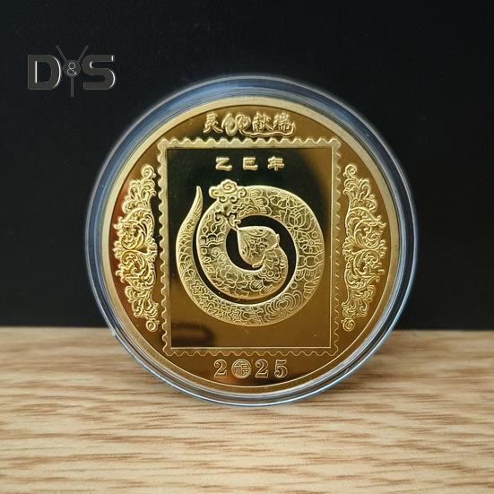 2025 Snake Commemorative Coin Chinese New Year Collectible Iron Coin Year of The Snake Badge Coin for Wealth And Good Luck