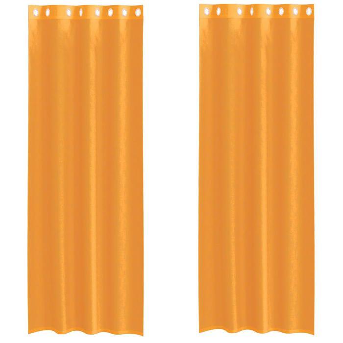 VidaXL Rideaux en voile avec œillets 2 pcs orange 140x260 cm, rideau en filet, rideau transparent, voile de fenêtre, 4102093