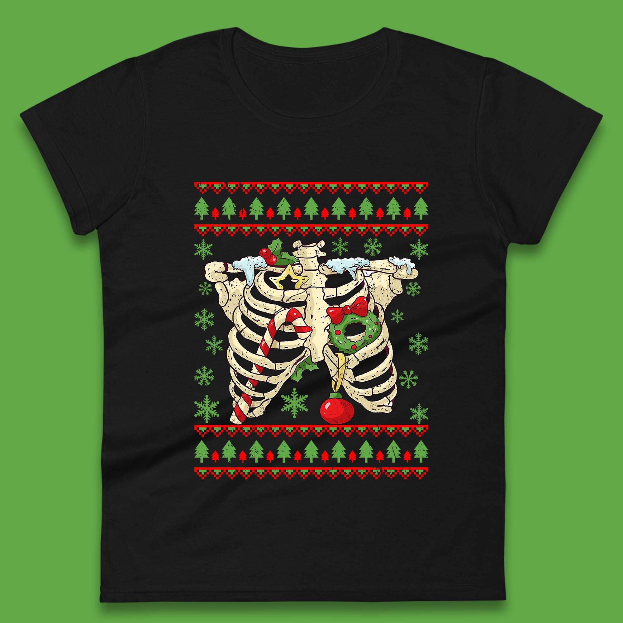 

Christmas Ribs Skeleton Womens T-Shirt Mens Tops Tees Unisex XL