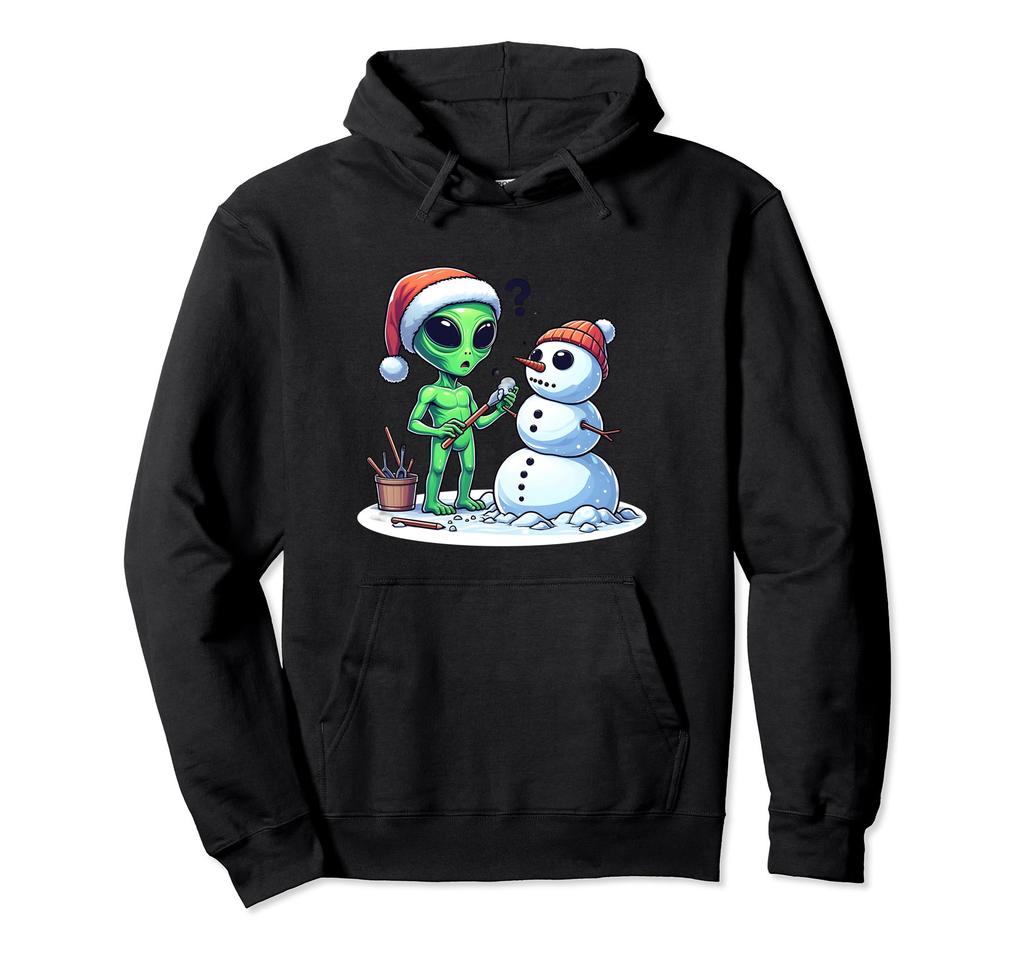 Alien Building Santa Hat Snowman Hoodie