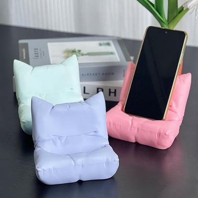 2 Pcs Cute Sofa Chair Design Phone Holder Rack Universal Phone Stand Bracket With Charger Hole Desktop TV Remote Holder