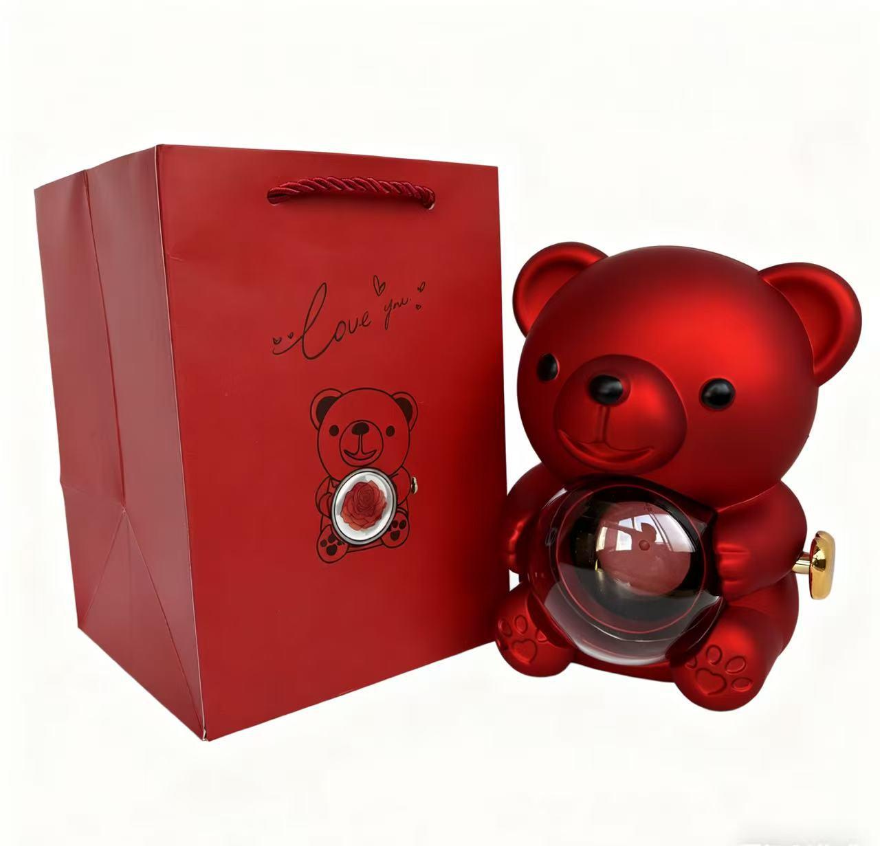 

Трансграничная Шкатулка для украшений Обнимающийся медведь и вечная роза