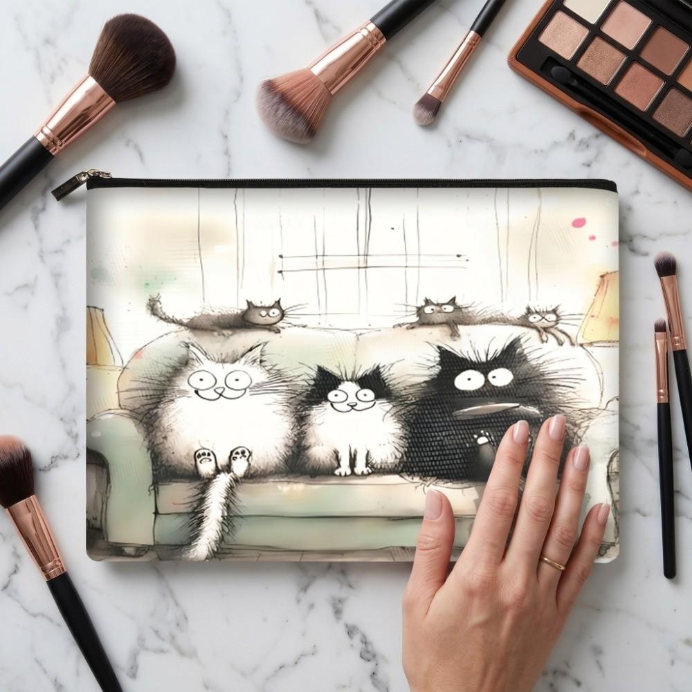 Printed Makeup Bag Cat Animal Zipper Pouch Cute Storage Bag