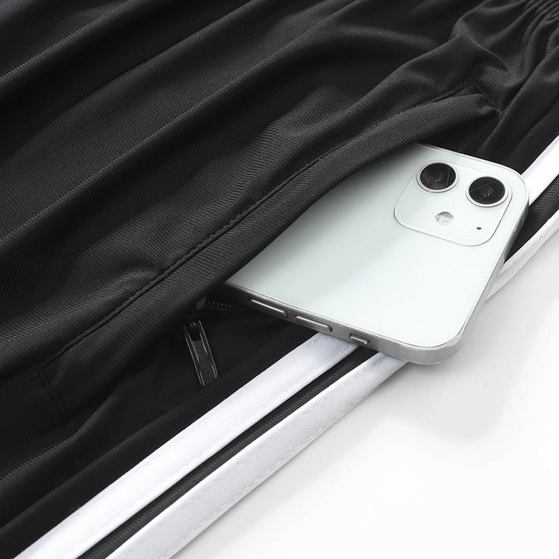 Men's High Stretch Ice Silk Shorts Plus Size Sports Five Quarter Pants Summer Thin Beach Pants