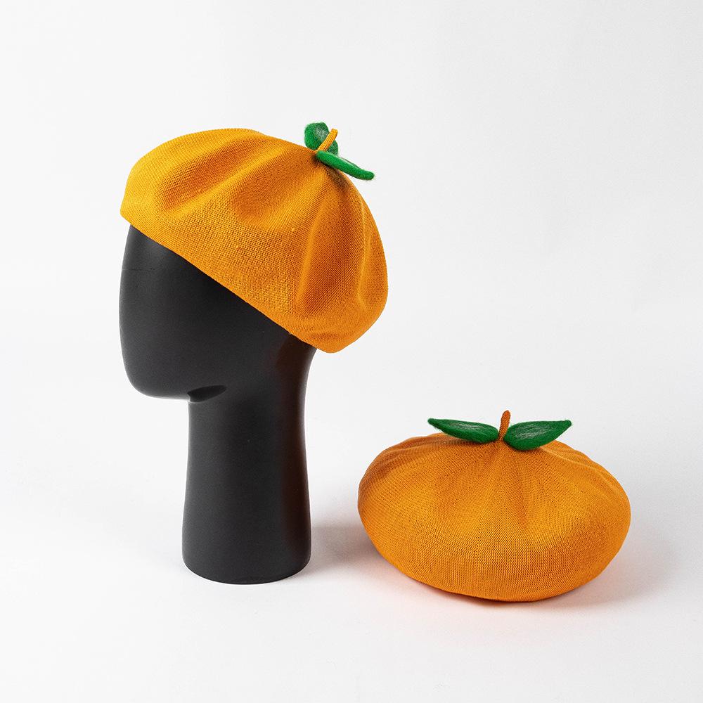 

Корейский милый травяной берет: Дышащая шляпа от солнца для детей и родителей свежего желтого цвета с дизайном листьев