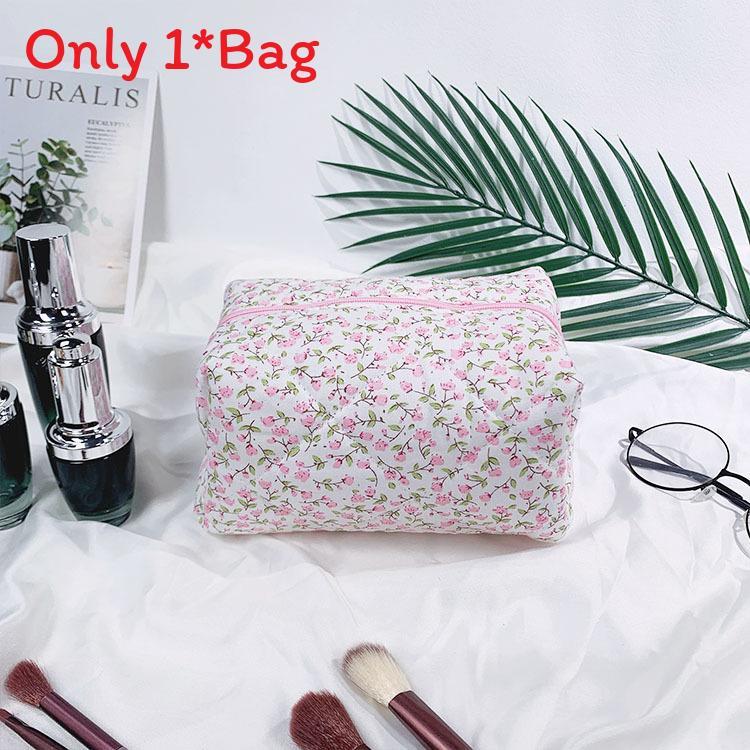 Floral Cotton Makeup Bag With Embroidery For Daily Use And Travel Storage